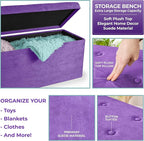 Sorbus Storage Ottoman Bench – Collapsible/Folding Bench Chest with Cover – Perfect Toy and Shoe Chest, Hope Chest, Pouffe Ottoman, Seat, Foot Rest, – Contemporary Faux Suede (Purple)