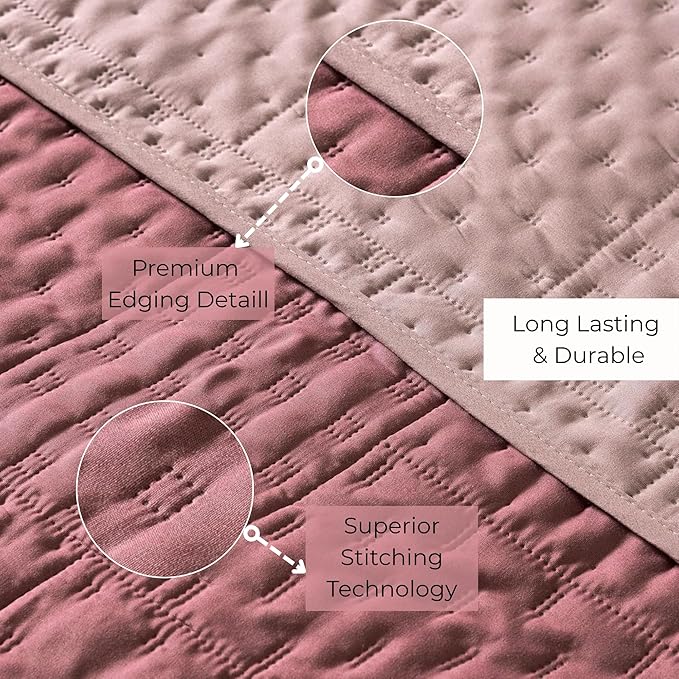 Vianney King Size Comforter - Novo Blush Reversible Lightweight Quilt Blanket - Soft Cozy Throw for Couch or Bed - 110x93 Inches - Year-Round Comfort with Stylish Blush and Pale Pink Sides