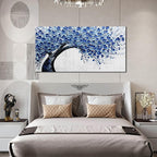 Large Wall Art for Living Room Bedroom Home Office Blue Tree of Life Wall Art Floral Picture Framed Wall Decor Modern Canvas Prints 29x59 In
