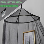 VISATOR Mosquito Net Bed Canopy for Girls,King Canopy Bed Curtains Queen Size from Ceiling,Dome Mosquito Netting Bed Tent Twin Girls Canopy Bed Decor for Baby Crib,Kid Bed and Adult Beds (Black)