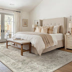 GENIMO 10x14 Area Rugs for Living Room, Machine Washable Non Slip Vintage Rugs, Low Pile Lightweight Chenille Print Rug for Bedroom, Dining Room, Home Office, Trench