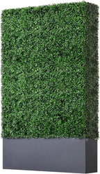 AGPL Upgraded Artificial Boxwood Hedge Wall with Dark Gray Stainless Steel Planter Box (79" Height 48" Width 12" Deep) Room Divider and Privacy Wall (79)