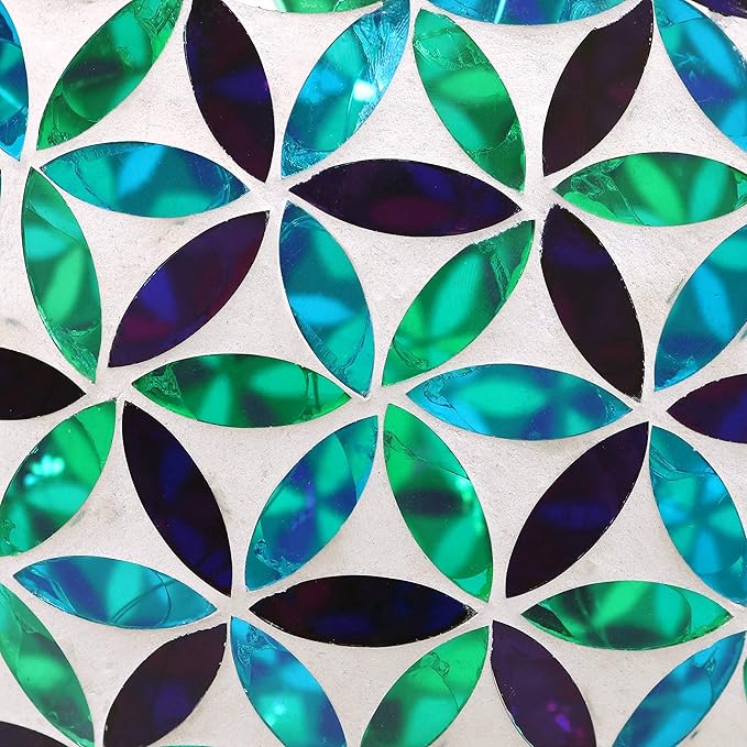 Sunnydaze Cool Blooms 10" Mosaic Glass Garden Gazing Globe with LED Solar Light - Set of 2