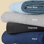 Bedsure Cotton Duvet Cover Queen - 100% Cotton Waffle Weave Navy Blue Duvet Cover Queen Size, GentleSoft™ and Breathable Bedding Set for All Season, 3 Pieces, 90"x90"