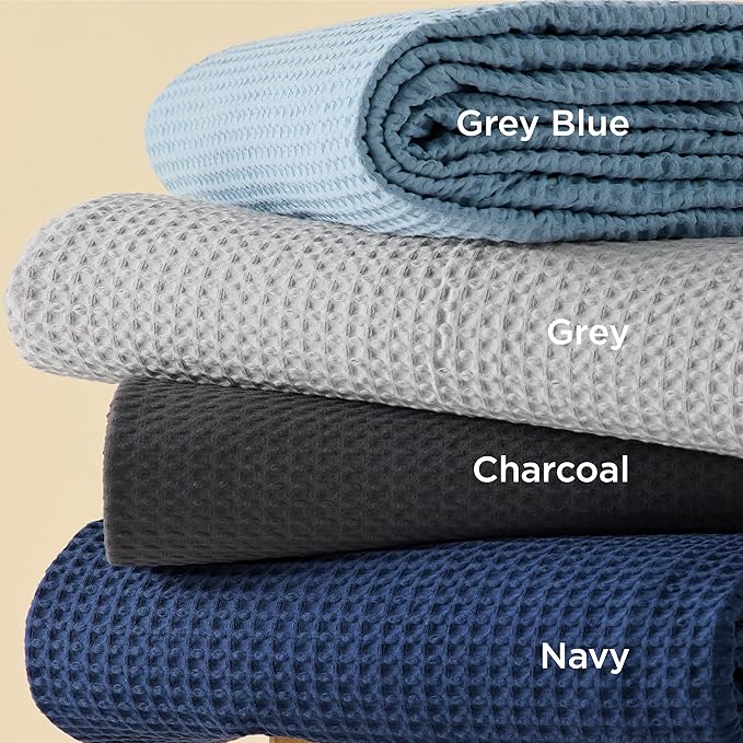 Bedsure Cotton Duvet Cover Set - 100% Cotton Waffle Weave Navy Duvet Cover California King, GentleSoft™ and Breathable Cal King Bedding Set for All Season, 3 Pieces, 104"x98"