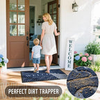 Yimobra Welcome Mat Outdoor Indoor, All-Season Waterproof Front Door Mat Outside Entrance, All-Weather Heavy Duty Non-Slip Doormat, Low Profile Porch Patio Entrance Mats, 47x24, Blue