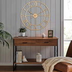 CLXEAST Champagne Gold Metal Wall Clock, Large Roman Numeral 24 Inch Wall Clocks for Living Room Decor,House Warming Gifts New Home