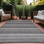 Stripe Outdoor Rug 10x14 Washable Outside Carpet for Indoor Patio Porch Waterproof Easy Cleaning Non Shedding Area Rugs Dark Gray 10 x 14