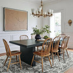 GENIMO Machine Washable 8x10 Area Rugs for Living Room, Non Slip Vintage Rugs, Low Pile Lightweight Chenille Print Rug for Bedroom, Dining Room, Home Office, Deep Gray