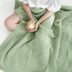 Amélie Home Chenille Knit Throw Blanket for Couch, Checkered Texture Decorative Soft Blanket for Sofa, Bed & Living Room, 60"x80", Sage Green