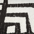 Abani Nomad Cream & Grey Area Rug 2' x 3' for Living Room, Bedroom - Geometric Box Design - Durable & Easy to Clean