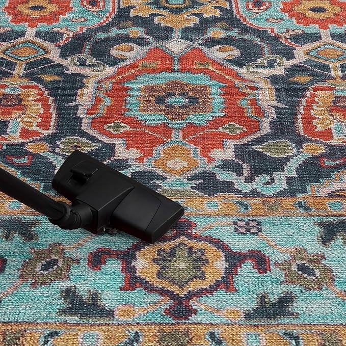 Keen Home Design 8x10 Rug - Machine Washable Area Rug with Non-Slip Backing, Ideal for Living Room, Dining Room, Bedroom - Vintage, Easy Clean, Durable, Low Pile Rug - (8' x 10')