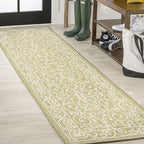 JONATHAN Y Vintage Filigree Indoor Outdoor Runner Rug 2X8 Green/Cream, Charleston Textured Weave for Backyard, Patio, Porch, Easy-Cleaning, High Traffic, Pet-Friendly, Non-Shedding (SMB106H-28)