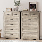 Dresser for Bedroom with 6 Drawers, 46" Tall Wood Chest of Drawers with Deep Drawers & Mental Handle, Modern Dresser TV Stand, Wooden Closet Storage Organizer for Living Room, Hallway, Entryway, Grey