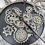 The B-Style 36" Large Moving Gear Wall Clock Oversized Vintage Farmhouse Wall Clocks for Living Room Decor Rustic Industrial Wood Clock (Black and Bronze)