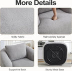 Luxlen Swivel Accent Chair with Pillow for Living Room, Teddy Fleece Upholstered Single Sofa, 360° Rotating Barrel Chair with Metal Base for Bedroom, Office, Apartment - Light Gray