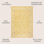 JONATHAN Y Vintage Filigree Indoor Outdoor Area Rug 5X8 Yellow/Cream, Charleston Textured Weave for Backyard, Patio, Porch, Easy-Cleaning, High Traffic, Pet-Friendly, Non-Shedding (SMB106L-5)