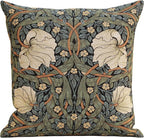 Charlotte Home Furnishings Pimpernel Blue Green Floral Throw Pillow Cover 18” x 18” – Double-Sided Tapestry Cushion Cover for Sofa, Couch, or Bed | 100% Cotton European Jacquard Woven