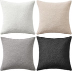 MIULEE Pack of 4 Decorative Textured Boucle Throw Pillow Covers 20x20 Inch Black White Accent Solid Pillow Cases Soft Couch Cushion Covers Modern Farmhouse Boho Chair Sofa Bed Livingroom Home Decor
