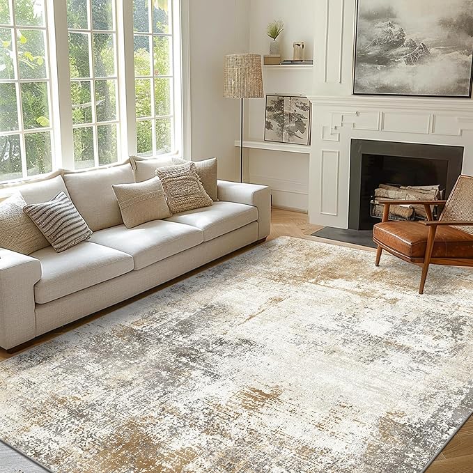 8X10 Area Rug for Bedroom Living Room, Modern Abstract Machine Washable Area Rug, Large Soft Low Pile Carpet with Non-Slip Backing for Dining Room