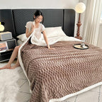 UKELER Sherpa Bed Blanket 80 × 90 inch, Ultra Soft Queen Size Throw Blankets for All Season, 470 GSM Cozy Plush Striped Fleece Blanket for Bedroom Living Room Dorm Hostel Sofa Camping, Coffee