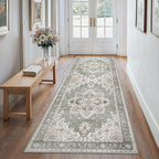 GENIMO 2x10 Runner Rugs for Hallway, Machine Washable Non Slip Vintage Rugs, Low Pile Lightweight Soft Print Rug for enrtyway, Corridor, Home Office, Kitchen, Moonlight