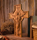 BGCOPPER Jesus Crucifix Wall Cross Handmade Wooden Cross for Wall Decor for Home Room Christmas Gift