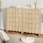 5 Drawer Dresser for Bedroom, Modern Closet Chest of Drawers with Wave Fluted Drawer, Wood Storage Small Dresser Organizer for Nursery Bedroom Living Room Hallway Closet (Natural)