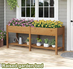 GHWIE Raised Garden Bed with Shelf,Elevated Wooden Planter Box with Legs,Garden Planter for Backyard, Patio, Balcony