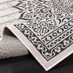 CAMILSON Outdoor Rug, 5x7 Medallion White Black Modern Area Rugs for Indoor and Outdoor Patios, Kitchen and Hallway Mats, Washable Porch Deck Outside Carpet (Medallion White, 5 x 7)