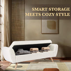 HomePop Modern Storage Bench with Wood Legs Home Décor|Bench with Storage for Living Room & Bedroom - Sherpa Cream