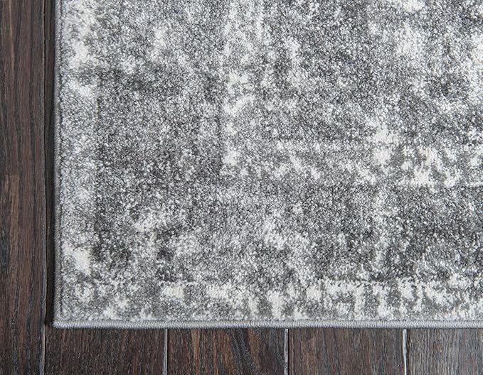 Unique Loom Rosso Collection Vintage, Traditional, Bohemian, Geometric, Distressed, Southwestern Area Rug, 2' 0" x 6' 0", Gray/Ivory