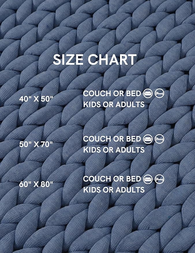 YnM Chunky Throw Blanket, Medium-Weight, Hand Knitted, Skin Friendly, Ventilated and Breathable, Machine Washable, Home Décor Piece for Couch, Sofa and Bed (Cerulean Blue, 50x70 Inch)