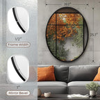 OVALCREST - Oval Wooden Beveled Wall Mirror for Home Decor, Bathroom, Vanity, Bedroom, Living Room, Hallway - London Style (Matte Black) 19.1 x 25.1