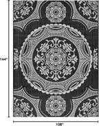 Medallion Outdoor Rug 9x12 Washable Outside Carpet for Indoor Patio Porch Waterproof Easy Cleaning Non Shedding Area Rugs Black 9 x 12