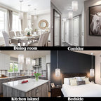 MO&OK 3 Pack Crystal Chandelier Modern Pendent Lights Adjustable Hanging Lighting with Metal Lampshade Rectangle Chandeliers for Kitchen Island Dinningroom,Entrance Living Room H9.8 xD5.2 Chrome