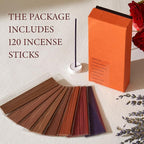 Incense Sticks – 120 Natural Sticks, 8 scents Including Lavender, Osmanthus, Rose, Agarwood, Sandalwood & Oriental. 15 Sticks per Scent. Stress Relief Gifts