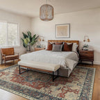 GENIMO 10x14 Area Rugs for Living Room, Machine Washable Non Slip Vintage Rugs, Low Pile Lightweight Chenille Print Rug for Bedroom, Dining Room, Home Office,Bordeaux