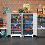 White Metal Storage Cabinet, 61" Steel Cabinets for Home Office, Kitchen Pantry Storage Cabinet with Doors and 3 Adjustable Shelves, Tool Cabinet, for Office, Home, Garage, School