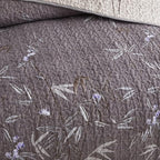 Quilt Set 3 Pieces Full/Queen Size, Black Leaves Botanical Design Reversible Bedspread Coverlet Set, Soft Microfiber Lightweight Bed Cover for All Season (90" x 90", 1 Quilt+ 2 Pillow Shams)