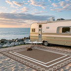 Outdoor Patio Rug, Outside Rectangular Carpet, Moroccan Geometric Rugs, Washable Large Indoor Outdoor Rug 8x10 Mats for RV, Picnic, Backyard, Deck, Balcony, Porch, Beach