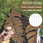 GAOMON Outdoor Rug Waterproof 9x12 Outdoor Plastic Straw Rug for Patio, Reversible Modern Camping Mat with Bag & Stakes, UV Resistant & Easy to Clean Carpet for RV, Deck, Balcony, Porch, Brown