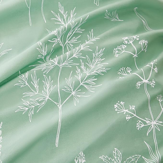 Love's cabin Comforter King Size Set - Sage Green King Comforter Set, 3 Pieces Cute Floral Bedding Sets for All Seasons,1 Soft Reversible Botanical Flowers Comforter and 2 Pillow Shams