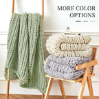 Admitrack Chunky Knit Blanket Throw, 100% Hand Knit Chenille Throw Blanket for Sofa & Home Decor, Soft and Cozy Knitted Throw Blankets (Ivory, 60""x80""), XNR09