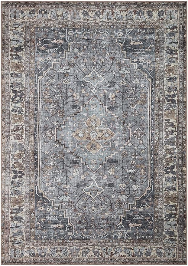 Keen Home Design 4x6 Rug - Machine Washable Area Rug with Non-Slip Backing, Ideal for Living Room, Dining Room, Bedroom - Vintage, Easy Clean, Durable, Low Pile Rug - (4' x 6')