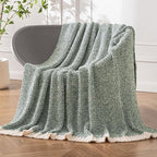 MIULEE Green Super Soft Throw Blanket for Couch, Cozy Fluffy Warm Throws Knit Blankets for Sofa, Bed, Chair, Living Room, Camping, Picnic, 50 x 70 inch