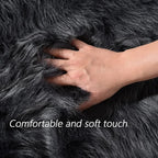 Latepis Dark Grey Round Area Rugs 8 ft Large Faux Sheepskin Fur Fluffy Washable Rug for Living Room Shag Soft Shaggy Rug for Bedroom Accent Room Carpet