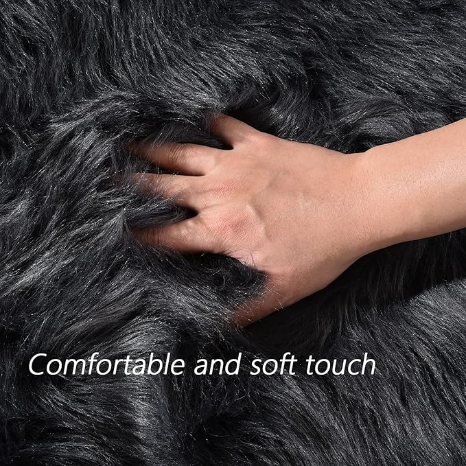 Latepis Rugs for Living Room 5x7 Dark Grey Washable Faux Fur Throw Rugs for Bedroom Sofa Floor Fluffy Shag Fuzzy Rug Shaggy Rug Luxury Home Decor Rectangle