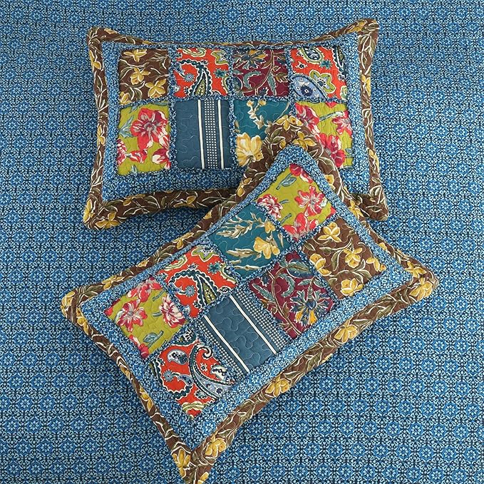 Yvooxny King Quilt Set Reversible Paisley King Size Quilted Bedspread Coverlet Set Country Farmhouse Cottage Quilted Bedding Set with Pillowcases for All Seasons, King Size, 108 * 96 Inches