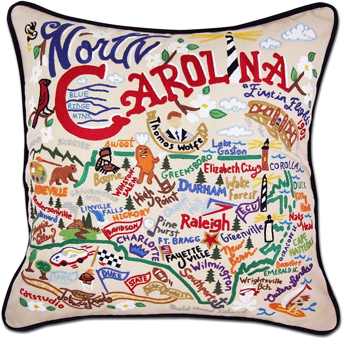 Catstudio North Carolina Embroidered Decorative Throw Pillow